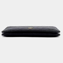 Chanel Black Leather caviar chain clutch and Crossbody bag