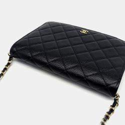 Chanel Black Leather caviar chain clutch and Crossbody bag