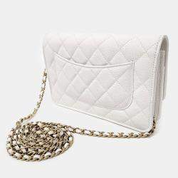 Chanel White Leather Caviar WOC Mini Crossbody Bag