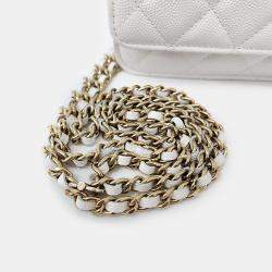 Chanel White Leather Caviar WOC Mini Crossbody Bag
