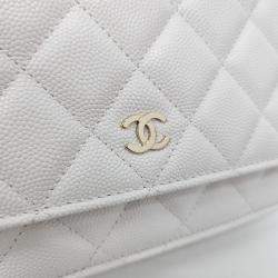 Chanel White Leather Caviar WOC Mini Crossbody Bag