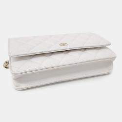 Chanel White Leather Caviar WOC Mini Crossbody Bag