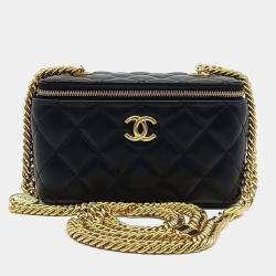 Chanel Black Leather Lambskin Mini Crossbody Bag