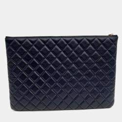 مملوكة مسبقًا Chanel Black Leather Caviar Clutch Large