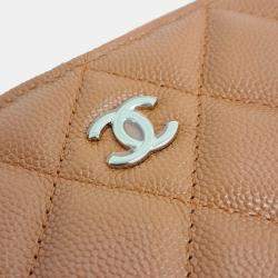 Chanel Orange Leather Caviar Large Clutch