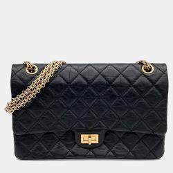 Chanel Black Leather Vintage 2.55 Bag 28