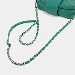 Pre Owned Chanel Green Leather caviar chain Crossbody bag