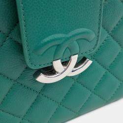 Pre Owned Chanel Green Leather caviar chain Crossbody bag