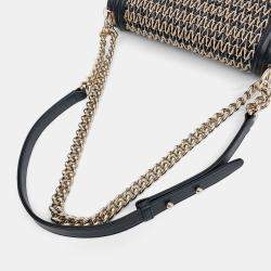 Chanel Beige Black Leather Boy Medium Bag