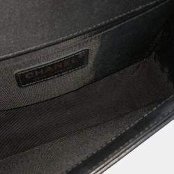 Chanel Beige Black Leather Boy Medium Bag