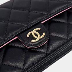 Chanel Black Leather top handle phone holder mini Crossbody bag