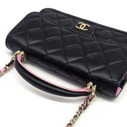 Chanel Black Leather top handle phone holder mini Crossbody bag