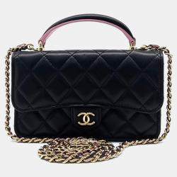 Chanel Black Leather top handle phone holder mini Crossbody bag