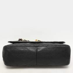 Chanel Black Quilted Caviar Leather Jumbo Classic Double Flap Bag