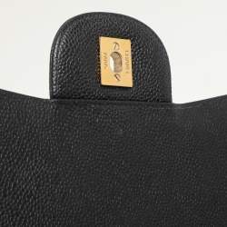 Chanel Black Quilted Caviar Leather Jumbo Classic Double Flap Bag