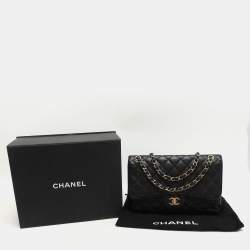 Chanel Black Quilted Caviar Leather Jumbo Classic Double Flap Bag