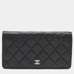 Chanel Black Quilted Leather L Yen Wallet