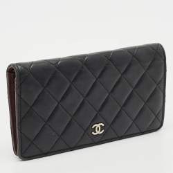 Chanel Black Quilted Leather L Yen Wallet