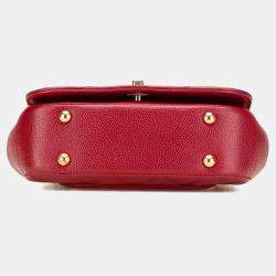 Pre Owned Chanel Red Mini Quilted Caviar Carry Around Flap