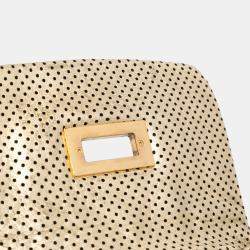 Chanel Gold Perforated Crackled Metallic Calfskin Drill Tote