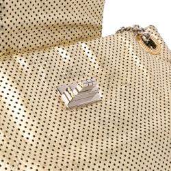 Chanel Gold Perforated Crackled Metallic Calfskin Drill Tote