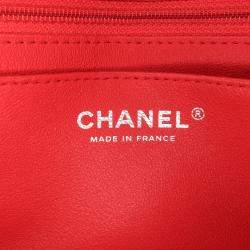 Pre Owned Chanel Red/Black Mini Rectangular Bicolor Patent Single Flap