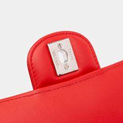 Pre Owned Chanel Red/Black Mini Rectangular Bicolor Patent Single Flap