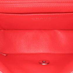 Pre Owned Chanel Red/Black Mini Rectangular Bicolor Patent Single Flap