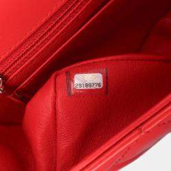 Pre Owned Chanel Red/Black Mini Rectangular Bicolor Patent Single Flap