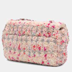 Chanel Pink/Silver Mini Rectangular Classic Tweed Single Flap