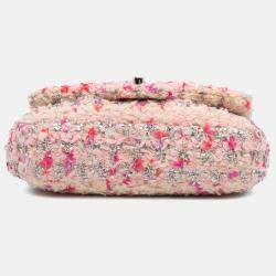 Chanel Pink/Silver Mini Rectangular Classic Tweed Single Flap