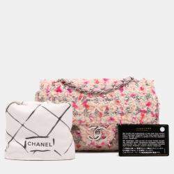 Chanel Pink/Silver Mini Rectangular Classic Tweed Single Flap