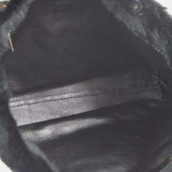 Chanel Black Fur Leather Chain Tote Bag