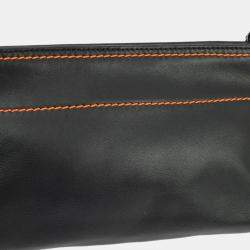 Chanel Black/Orange Lambskin Leather Shoulder Bag