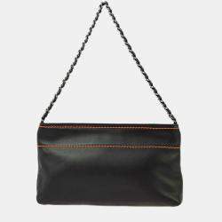 Chanel Black/Orange Lambskin Leather Shoulder Bag