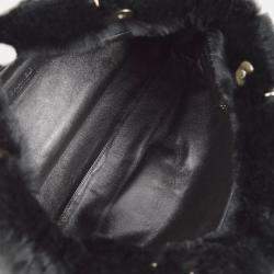 Chanel Black Fur Tote Handbag
