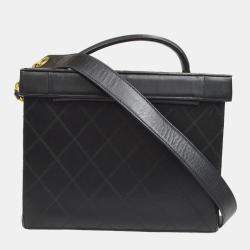 Pre Owned Chanel Bicolore Vanity 2Way Handbag Purse Black