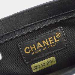 Pre Owned Chanel Black Canvas Icon Chain Handbag