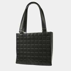 Pre Owned Chanel Black Lambskin Choco Bar Shoulder Bag