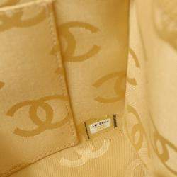 Pre Owned Chanel Beige Calfskin Wild Stitch Choco Bar Chain Tote Bag