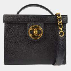 Chanel Black Calfskin Vanity Handbag 