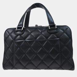 Pre Owned Chanel Black Calfskin Wild Stitch Handbag 