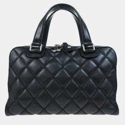 Pre Owned Chanel Black Calfskin Wild Stitch Handbag 