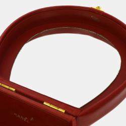 Chanel Red Leather Quilted CC Logos Vanity Handbag 