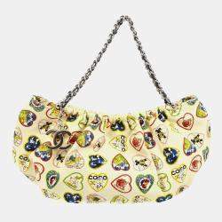 Chanel White Canvas Valentine Chain Handbag