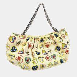 Chanel White Canvas Valentine Chain Handbag