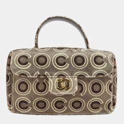 Chanel Grey Velvet Coco Top Handle Bag