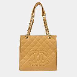 Chanel Beige Leather Petite Shopping Tote Bag