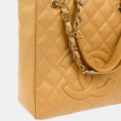 Chanel Beige Leather Petite Shopping Tote Bag