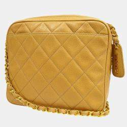 Chanel Beige Caviar Leather Shoulder Bag